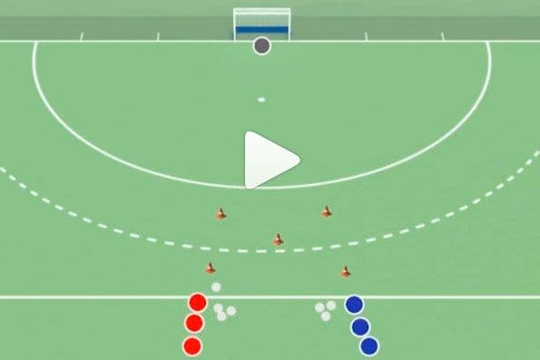 Ejercicio de hockey sobre césped: pase y voy